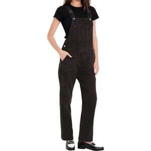 OLD NAVY NWT Womens XL 14-16 Slouchy Straight Black Denim Overalls 90's Grunge